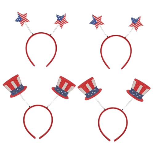 WOFASHPURET 4 Stück Teiliges Haarreif Amerikanische Flagge Unabhängigkeitstag Haarspangen mit Stern und Hut Design Leichte Bequeme Haarbänder für Mädchen Geburtstag Party Fest Dekoration WOFASHPURET 4 Stück Teiliges Haarreif Amerikanische Flagge Unabhängigkeitstag Haarspangen mit Stern und Hut Design Leichte Bequeme Haarbänder für Mädchen Geburtstag Party Fest Dekoration von WOFASHPURET