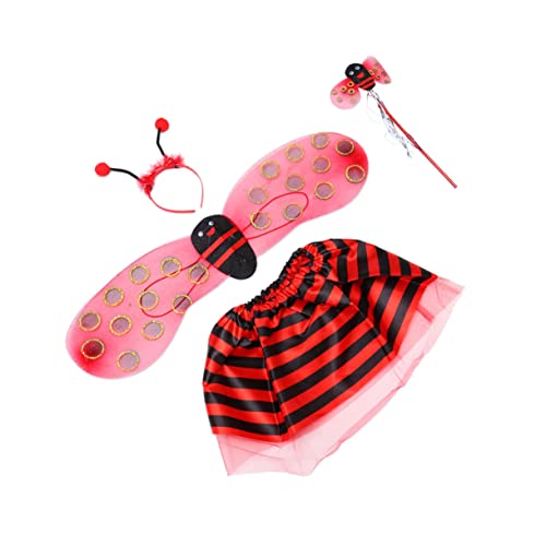 WOFASHPURET 4 Stücke Bee Wing Bumble Bee Kostüm Little Bee Anzug Outfits Für Mädchen Kleidung Für Rot WOFASHPURET 4 Stücke Bee Wing Bumble Bee Kostüm Little Bee Anzug Outfits Für Mädchen Kleidung Für Rot von WOFASHPURET