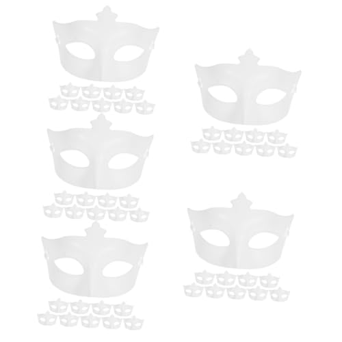WOFASHPURET 50 Stück Halloween-maske Cosplay-partymaske Halbgesichtsmaske Zum Selbermachen Maskerade-maske Maskerade Halbe Gesichtsmaske Leere Halbe Gesichtsmaske Spitz Weiß Plastik Augenbinde von WOFASHPURET