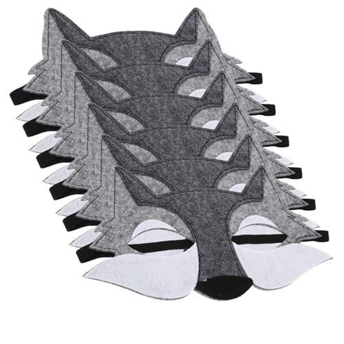 WOFASHPURET 6 Stück Oberfläche Aus Vliesfilz Wolfsmaske Tiergesichtsmaske Hälfte Erwachsene Tiere Süßer Zeichentrickfilm Karikatur Halloween Fuchs-cosplay-maske Masken-cosplay Gefühlt von WOFASHPURET