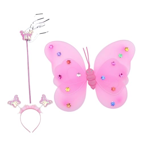 WOFASHPURET 6 Stück Schmetterlingsflügel Mädchen Geschenk Schmetterlings Outfit Flügel Kostümgeschenke Weihnachtskostüm Accessoires Für Feenkinder Rosa Bekleidungsstoff von WOFASHPURET