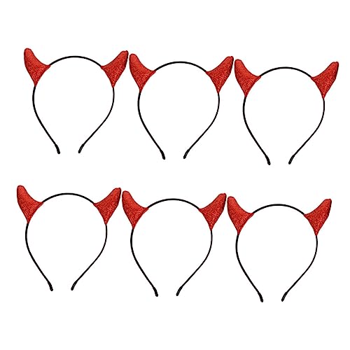 WOFASHPURET 6 Stück Teiliges Teufelshörner Stirnband Roter Halloween Haarreif mit Langlebigem Kunststoff und Filz Leichtes Party Kopfschmuck für Teufel Cosplay und Karneval Auffälliges von WOFASHPURET