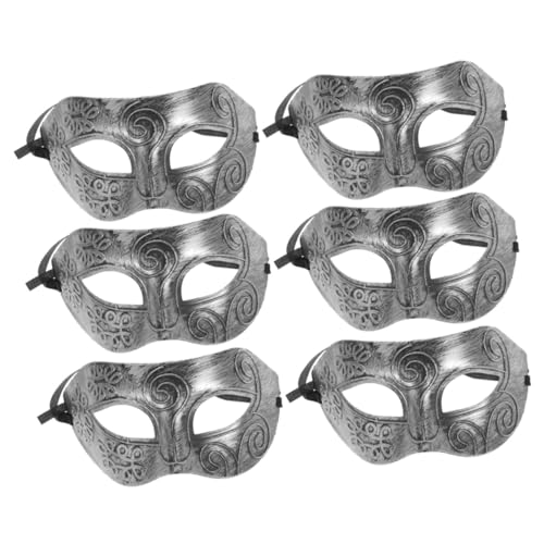 WOFASHPURET 6 Stück Teiliges Vintage Herren Maskerade Masken aus Antikem Silber Stilvolle Karnevalsmasken für Fasching Halloween und Cosplay Komfortabel und Elegant für Maskenball und Party von WOFASHPURET