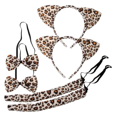 WOFASHPURET 6Stücke Katzenkostüm für Erwachsene Teiliges mit Katzenohren Haarreif und Fliege im Leoparden Design für Halloween Karneval und Cosplay Partys WOFASHPURET 6Stücke Katzenkostüm für Erwachsene Teiliges mit Katzenohren Haarreif und Fliege im Leoparden Design für Halloween Karneval und Cosplay Partys von WOFASHPURET