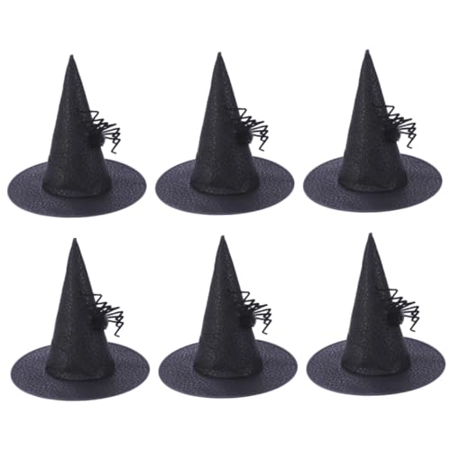 WOFASHPURET 6Stücke Teiliges Hexenhüte für Halloween Bequeme Dekorative Hüte für Kostümpartys Schwarze Hüte für Festliche Anlässe Unvergessliche Fotosessions von WOFASHPURET