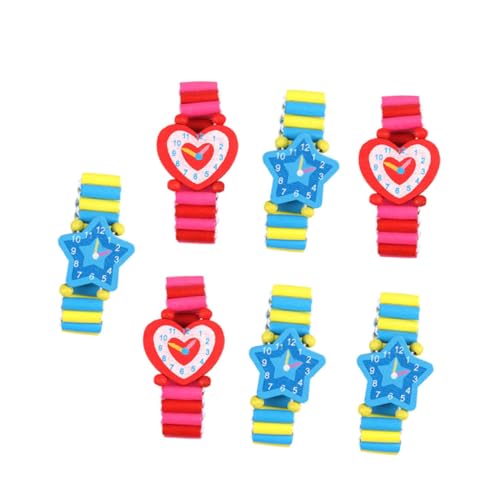 WOFASHPURET 7 Stücke Pädagogisches Gefälschte Uhr Uhr Holz Uhr Armband Pädagogisches Uhr Aus Holz von WOFASHPURET
