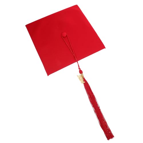 WOFASHPURET Abiturmütze Männer Abschluss Kappen Personalisierte Hüte Erwachsene Meister Hut Mütze mit Quaste Kappe Graduierung Polyester rot von WOFASHPURET