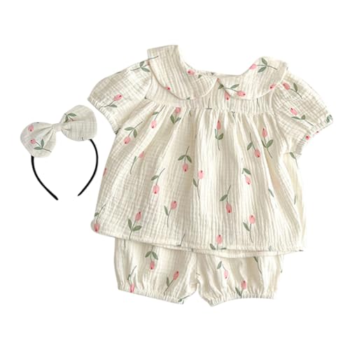 WOFASHPURET Baby-windel-wechsel-outfit Für Mädchen Kurzärmelig Für Neugeborene Bis Kleinkinder Baumwolle Weich Atmungsaktiv Süßes Muster 73 Cm von WOFASHPURET