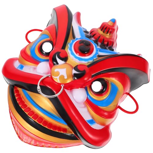 WOFASHPURET Chinesischer Traditioneller Tanzender Löwe, Kunststoff-löwenmaske, 3d Tanzender Löwenkopf Masken, Tiermaske Chinesisches Neujahr Party Cosplay Kostüm für Party(Rot) von WOFASHPURET