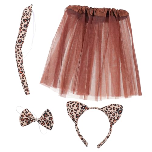 WOFASHPURET Cosplay Leopard Kostüm Halbrock Schleife Kopfschmuck Tierkostüm Party Zubehör für Karneval Fasching Festliche Anlässe von WOFASHPURET