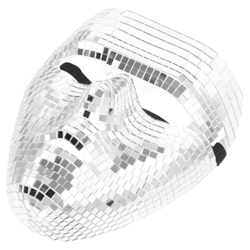 WOFASHPURET Disco-Maske Silberne Maskerade-Spiegelmaske Für Männer Und Frauen Halloween-Halloween-Party 7. 87 X 6. 49 X 3. 14 Zoll von WOFASHPURET
