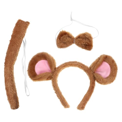 WOFASHPURET Dreiteiliges Cosplay Set mit Weichem Stirnband Schleife und Tierkostüm Accessoire für Halloween Karneval Mottoparty und Faschingsfeiern von WOFASHPURET