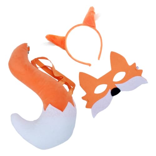 WOFASHPURET Faux Fox Tail Wolf Cosplay Kostüm Set Fuchs Maske Fuchs Ohr Stirnband Und Kostüm Kostüm Kit Für Karneval Party Cosplay von WOFASHPURET