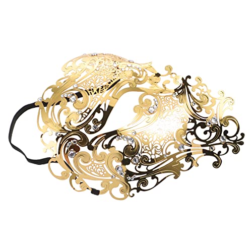 WOFASHPURET Goldene Metallmaske Mit Strassdesign Für Festival Party Cosplay Halbmaske Für Maskerade Aufführungen Leicht Für Besondere Anlässe von WOFASHPURET