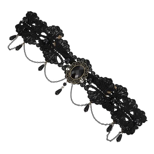 WOFASHPURET Gothic Spitzen Haarreif mit Perlen und Diamanten Elastisches Halloween Haarschmuck für Damen Eleganter Königin Kopfschmuck für Cosplay und Party WOFASHPURET Gothic Spitzen Haarreif mit Perlen und Diamanten Elastisches Halloween Haarschmuck für Damen Eleganter Königin Kopfschmuck für Cosplay und Party von WOFASHPURET