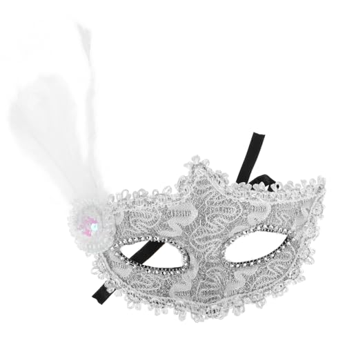 WOFASHPURET Halbgesicht Maske Spitze für Karneval Halloween und Kostümpartys Weiße Venezianische Maske mit Verstellbarem Band Vielseitig und Elegant für Frauen und Cosplay Events von WOFASHPURET