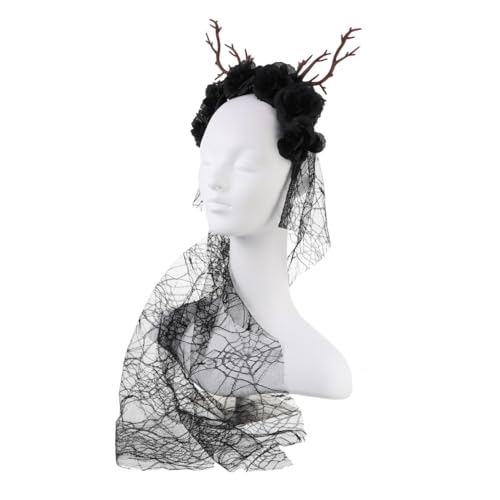 WOFASHPURET Halloween Haarreif mit Realistischen Rentiergeweih Schwarzes Party Kopfschmuck Accessoire für Damen Bequemes Stoffmaterial für Karneval Cosplay und Fotoshootings von WOFASHPURET