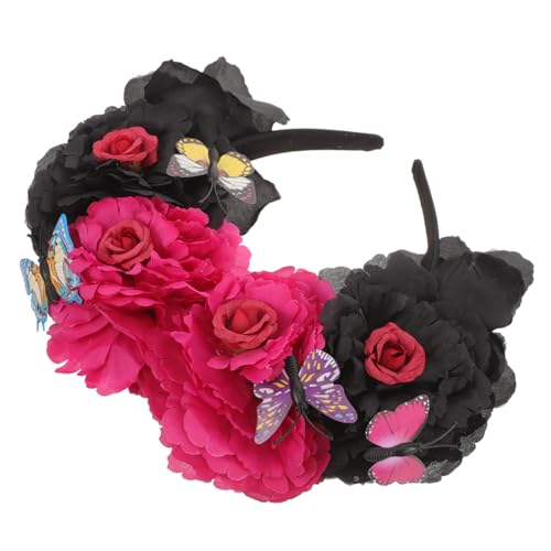 WOFASHPURET Halloween Haarschmuck Mit Pfingstrosen Und Schmetterlingen Stilvolles Haarband Für Partys Für Halloween Dekoration Und Rollenspiele von WOFASHPURET