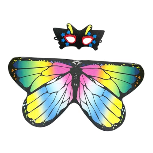 WOFASHPURET Halloween Kostüm Bunter Schmetterlingsumhang mit Kreativer Maske Einstellbare Leichtes Material für Karneval Mottoparty und Verkleidung Junger Mädchen WOFASHPURET Halloween Kostüm Bunter Schmetterlingsumhang mit Kreativer Maske Einstellbare Leichtes Material für Karneval Mottoparty und Verkleidung Junger Mädchen von WOFASHPURET