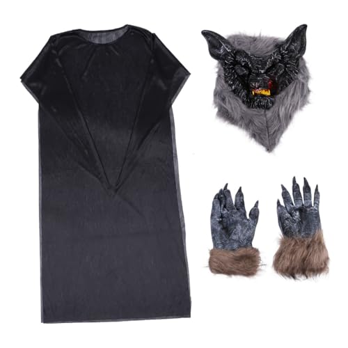 WOFASHPURET Halloween Kostümset Teilig Wolfmaske Handschuhe Geisterkleidung Schwarz für Erwachsene Bühnenauftritte Cosplay Halloween Deko Zubehör WOFASHPURET Halloween Kostümset Teilig Wolfmaske Handschuhe Geisterkleidung Schwarz für Erwachsene Bühnenauftritte Cosplay Halloween Deko Zubehör von WOFASHPURET