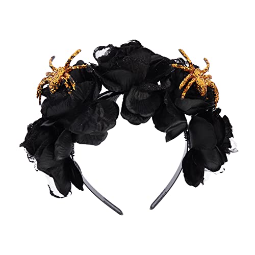 WOFASHPURET Halloween Stirnband Damen mit Künstlicher Schwarzer Rosenblüte und Goldenem Spinnen Leichtes Halloween Haarschmuck für Party Cosplay Karneval Festliche Kostümaccessoires WOFASHPURET Halloween Stirnband Damen mit Künstlicher Schwarzer Rosenblüte und Goldenem Spinnen Leichtes Halloween Haarschmuck für Party Cosplay Karneval Festliche Kostümaccessoires von WOFASHPURET