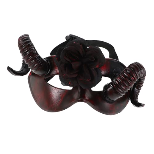 WOFASHPURET Halloween-halbgesichtsmaske Mit Hörnern Und Blumenmuster – Gruselige - Und Dämonen-cosplay-maske, Requisiten Für Maskenball-kostümparty-zubehör von WOFASHPURET