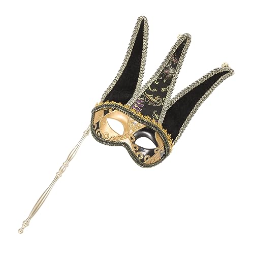 WOFASHPURET Handmaske Damen Gesicht goldene Maskerade Hälfte Spitze Maskerade halloween masken halloweenmaske schwarzen masken Maskerade-Party-Maske Cosplay-Maskenstütze Plastik Black von WOFASHPURET