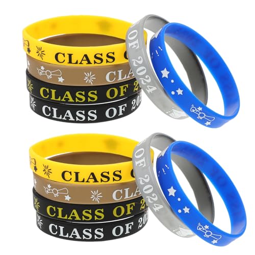 WOFASHPURET Klasse 2024 Silikon-Armbänder 12 Stück Abschluss-Gummiarmbänder Abschlussfeier-Armbänder Für Lehrer Schüler Abschlussparty-Zubehör von WOFASHPURET