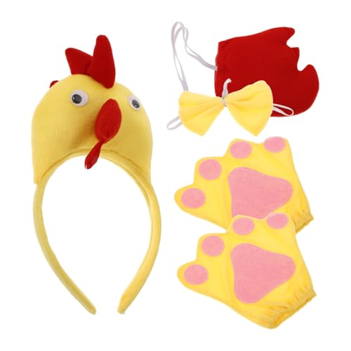 WOFASHPURET Kostüm Set Huhn Cosplay Kopfband Fliege Handschuhe Tierkostüm Zubehör für Bühnenauftritte Halloween Tier Party Requisiten Niedliches Chick Design WOFASHPURET Kostüm Set Huhn Cosplay Kopfband Fliege Handschuhe Tierkostüm Zubehör für Bühnenauftritte Halloween Tier Party Requisiten Niedliches Chick Design von WOFASHPURET