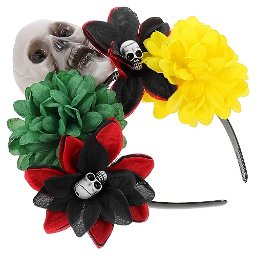 WOFASHPURET Künstliche Haarband Mit Skelettkopf Halloween Kopfschmuck Für Festival Haaraccessoire Gruseliges Stirnband Für Partys von WOFASHPURET