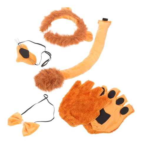 WOFASHPURET Lion Kostüm Cosplay Zubehör Stirnband Pfotenhandschuhe für Halloween Tierkostüm Party Vielseitig Einsetzbar von WOFASHPURET