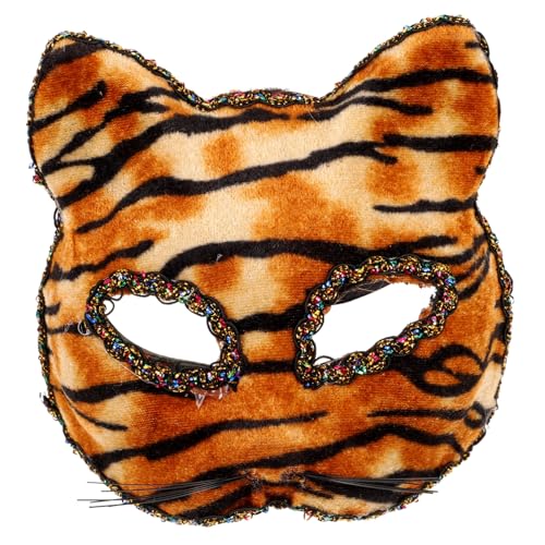 WOFASHPURET Maskentanz Tigermaske Therian-Maske Halloween-Fuchsmaske Plüschmaske halloween masken halloweenmaske Cosplay-Partymaske Tiermaske für Cosplay Leopardenmuster Eingewickelt Stoff von WOFASHPURET
