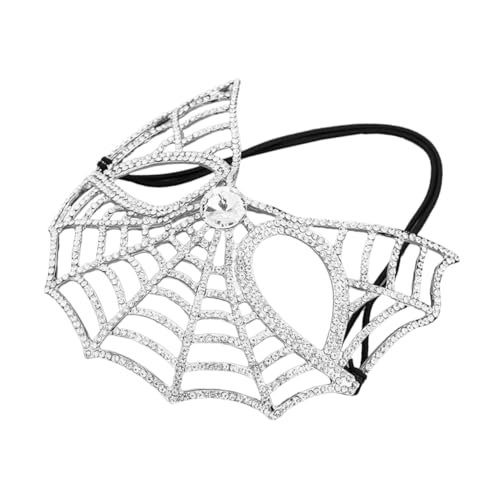 WOFASHPURET Maskenzubehör Strass-halbmaske Maske Strassmaske Maskerade Partydekorationen Schillernde Maske Spinnennetz-gesichtsmaske Karnevalsmaske Schmuck Für Gesichtsmasken Silber Legierung von WOFASHPURET