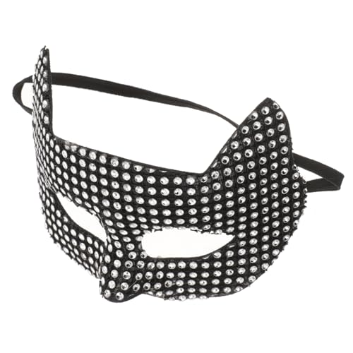 WOFASHPURET Mode Wasserstein Schwarze Cat Half Face Maske Leichte Cosplay Masquerade Maske für Frauen Halloween Karneval Party Requisite Komfortabel und Sicher Stilvolles Katzenmädchen Design von WOFASHPURET