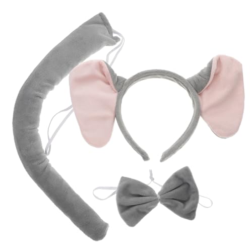 WOFASHPURET Niedliches Elefanten kostüm set mit Grauem Stirnband Fliege und Weiche Tierohren für Erwachsene für Halloween Dschungelpartys und Cosplay events von WOFASHPURET