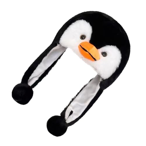 WOFASHPURET Pinguin-Gehörschutzmütze Cartoon-Pinguin-Hut Plüschpinguin mit Hut Pinguin-Kopfbedeckung tierkostüme für erwachsene Pinguinkostüm Damen Pinguin-Wintermütze Tierhut von WOFASHPURET