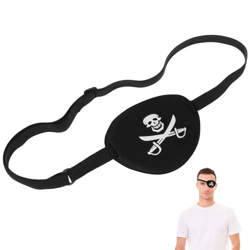WOFASHPURET 1 StüCk Erwachsene Piraten Augenklappe, Verstellbare Schwarze Augenmaske FüR Halloween KostüM, Komfortable Augenpflaster FüR Piraten Cosplay WOFASHPURET 1 StüCk Erwachsene Piraten Augenklappe, Verstellbare Schwarze Augenmaske FüR Halloween KostüM, Komfortable Augenpflaster FüR Piraten Cosplay von WOFASHPURET