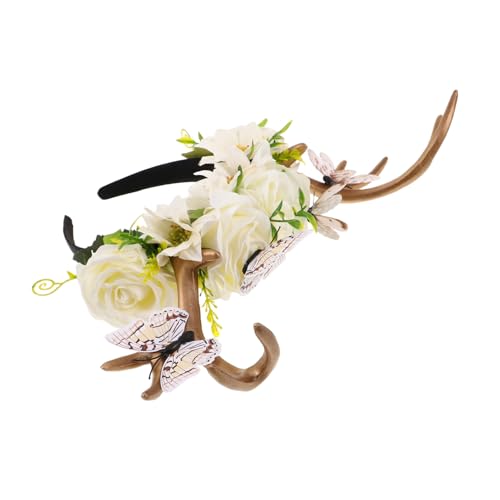 WOFASHPURET Realistisches Hirschgeweih Haarreif mit Schmetterlingsblumen Leichtes Komfortables Accessoire für Damen und Mädchen Festliches Kopfschmuck für Weihnachten Halloween Party und WOFASHPURET Realistisches Hirschgeweih Haarreif mit Schmetterlingsblumen Leichtes Komfortables Accessoire für Damen und Mädchen Festliches Kopfschmuck für Weihnachten Halloween Party und von WOFASHPURET