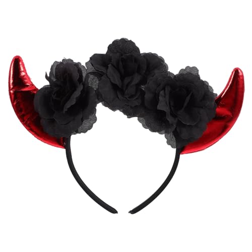 WOFASHPURET Rotes Rosen Horn Stirnband für Halloween Teufelshörner Kopfschmuck für Kostümpartys Cosplay und Fotografie Leicht und Bequem für Damen und Herren WOFASHPURET Rotes Rosen Horn Stirnband für Halloween Teufelshörner Kopfschmuck für Kostümpartys Cosplay und Fotografie Leicht und Bequem für Damen und Herren von WOFASHPURET