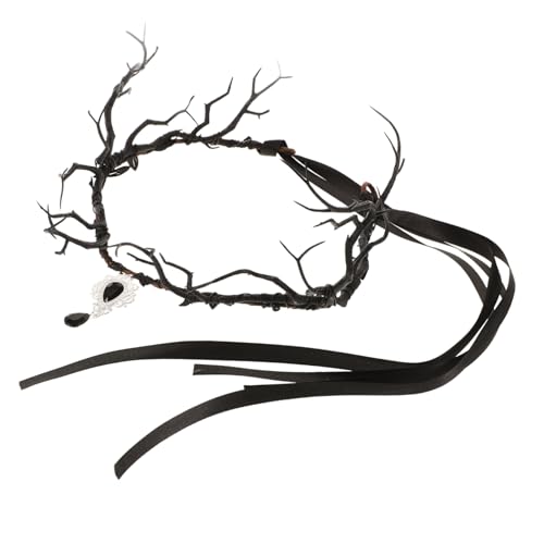 WOFASHPURET Schwarze Blumenkrone mit Geweih Design Gotisches Haarband für Halloween Cosplay und Partys Handgefertigte Kopfbedeckung Kristallen Tragbar und Faltbar WOFASHPURET Schwarze Blumenkrone mit Geweih Design Gotisches Haarband für Halloween Cosplay und Partys Handgefertigte Kopfbedeckung Kristallen Tragbar und Faltbar von WOFASHPURET