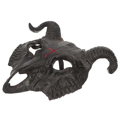 WOFASHPURET Ziegenmaske Halloween Cosplay Party Maske Leichtem PU und Vielseitig für Karneval Kostümparty und Festivaldekoration Schwarze Tierkopfverkleidung für Erwachsene von WOFASHPURET