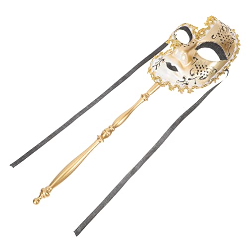 WOFASHPURET halbe Gesichtsmaske Halloween-Cosplay Maskerademaske für Männer Dekoration Maskerademasken mit Stock für Party auf Stick kleben Plastik Black WOFASHPURET halbe Gesichtsmaske Halloween-Cosplay Maskerademaske für Männer Dekoration Maskerademasken mit Stock für Party auf Stick kleben Plastik Black von WOFASHPURET