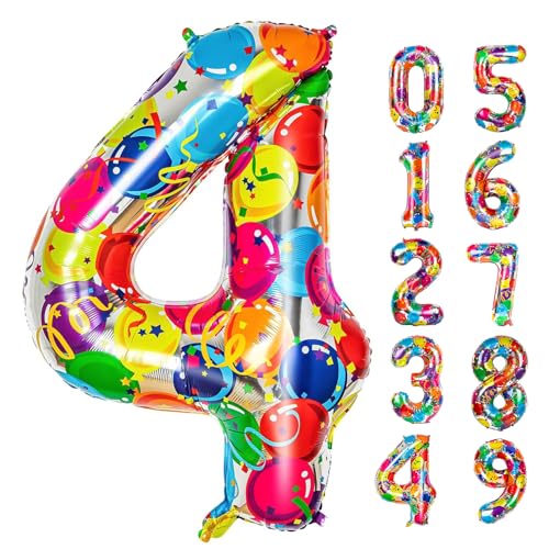 40 Zoll große Nummer 4 Luftballons,Mylar Folie Helium bunte Ballon für 4. 14 40 44 Geburtstag Party, Ballon Nummer 4 für Graduierungen Jahrestag Baby Dusche 40 Zoll große Nummer 4 Luftballons,Mylar Folie Helium bunte Ballon für 4. 14 40 44 Geburtstag Party, Ballon Nummer 4 für Graduierungen Jahrestag Baby Dusche von WOFEU