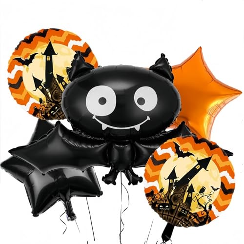 5 Stück Halloween Luftballons, Fledermäuse Luftballons Schlösser Ballon für Halloween Geburtstag Baby Dusche Maskerade Themed Party Dekorationen-28,4Zoll 5 Stück Halloween Luftballons, Fledermäuse Luftballons Schlösser Ballon für Halloween Geburtstag Baby Dusche Maskerade Themed Party Dekorationen-28,4Zoll von WOFEU