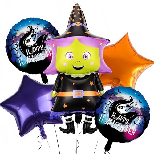 5 Stück Halloween Luftballons, Hexen Luftballon Happy Halloween Luftballon für Maskerade Geburtstag Baby Dusche Maskerade Thematische Party Dekorationen-39Zoll 5 Stück Halloween Luftballons, Hexen Luftballon Happy Halloween Luftballon für Maskerade Geburtstag Baby Dusche Maskerade Thematische Party Dekorationen-39Zoll von WOFEU
