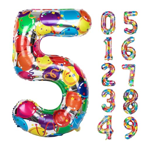 Ballon Zahlen 40 Zoll Folie 5 Luftballons für 5. Geburtstag Dekorationen, 15 25 35 50 Mylar große bunte Zahl Luftballons für Hochzeit Jahrestag Party Dekor Ballon Zahlen 40 Zoll Folie 5 Luftballons für 5. Geburtstag Dekorationen, 15 25 35 50 Mylar große bunte Zahl Luftballons für Hochzeit Jahrestag Party Dekor von WOFEU