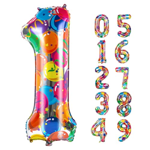 Bunte Nummer 1 Luftballons, 40 Zoll große Zahl Folie Mylar Luftballons für 1 11 21 Mädchen Junge Geburtstag Party Feier Dekorationen liefert, digitale Ballons für Hochzeit Jahrestag Veranstaltungen Bunte Nummer 1 Luftballons, 40 Zoll große Zahl Folie Mylar Luftballons für 1 11 21 Mädchen Junge Geburtstag Party Feier Dekorationen liefert, digitale Ballons für Hochzeit Jahrestag Veranstaltungen von WOFEU