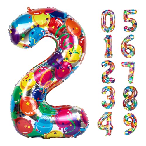 Nummer 2 Luftballon 40 Zoll bunte zwei Ballon Nummer Geburtstag Dekor, 2. 12 21. Party Feier Dekorationen Graduierungen Jahrestag Baby Dusche Nummer 2 Luftballon 40 Zoll bunte zwei Ballon Nummer Geburtstag Dekor, 2. 12 21. Party Feier Dekorationen Graduierungen Jahrestag Baby Dusche von WOFEU