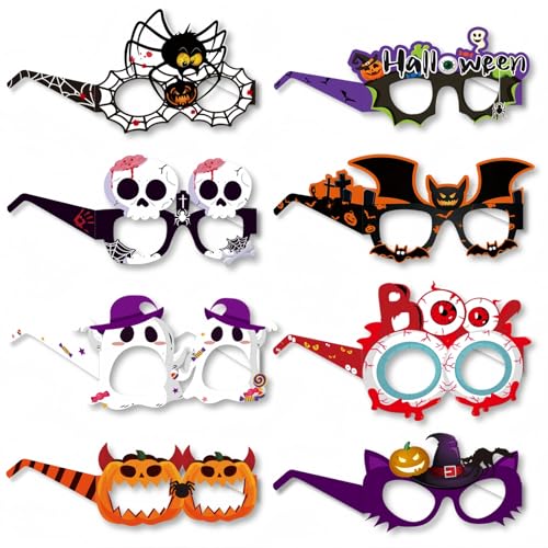 WOFEU 8 Stück Halloween Papierbrillen für Kinder Erwachsene Lustige Halloween Party Geschenke Photo Booth Requisiten Kostüm Zubehör Halloween Party Dekorationen WOFEU 8 Stück Halloween Papierbrillen für Kinder Erwachsene Lustige Halloween Party Geschenke Photo Booth Requisiten Kostüm Zubehör Halloween Party Dekorationen von WOFEU