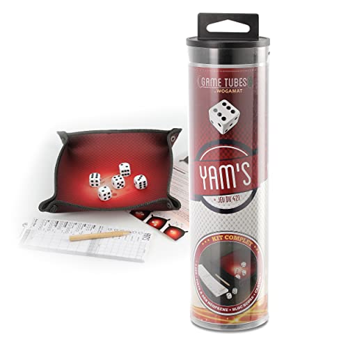 WOGAMAT Game Tubes Yam's 421 – Set mit Würfelbahn aus Neopren + 5 Würfel + Block mit Punkteblättern und Bleistift – tragbare Tube WOGAMAT Game Tubes Yam's 421 – Set mit Würfelbahn aus Neopren + 5 Würfel + Block mit Punkteblättern und Bleistift – tragbare Tube von WOGAMAT